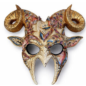 KBW Satyr Faun Horned Wall Mask Gothic Fantasy Decor Masquerade Art Cosplay 13.5